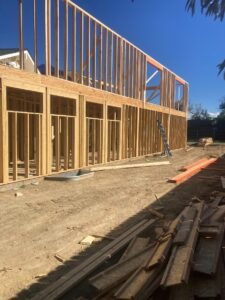 Home addition wall framing in progress