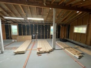 Garage conversion interior framing in progress